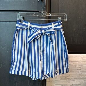 Ralph Lauren High Waist Striped Shorts - Blue and White